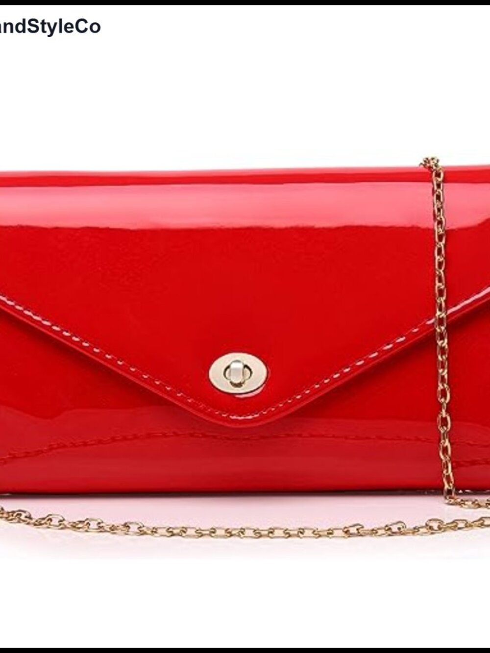 Patent Leather Envelope Clutch Evening Bag Detachable Chain Strap Party Prom